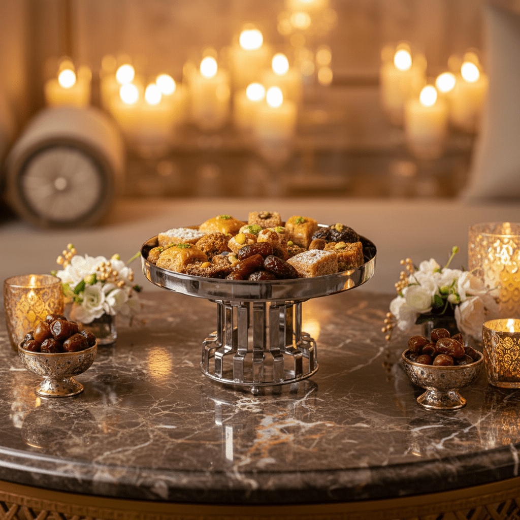 AKDC Classic Footed Stainless Steel Cake Stand – Elegant Dessert Display for Home & Events – 20 × 13 cm - Al Kabayel Discount CentreAKDC Classic Footed Stainless Steel Cake Stand – Elegant Dessert Display for Home & Events – 20 × 13 cmServing TraysAKDCAl Kabayel Discount Centre