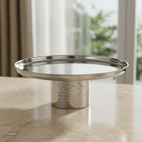 AKDC Classic Footed Stainless Steel Cake Stand – Elegant Dessert Display for Home & Events – 20 × 13.5 cm - Al Kabayel Discount CentreAKDC Classic Footed Stainless Steel Cake Stand – Elegant Dessert Display for Home & Events – 20 × 13.5 cmWarmersAKDCAl Kabayel Discount Centre