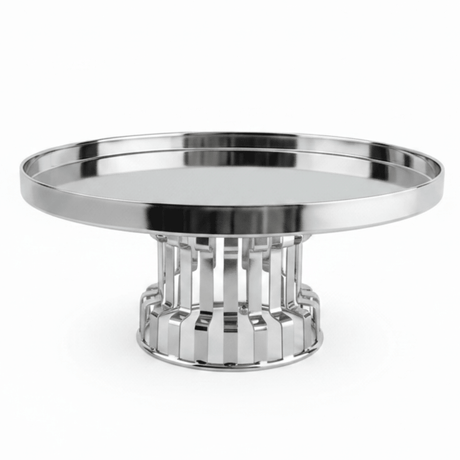 AKDC Classic Footed Stainless Steel Cake Stand – Premium Elevated Cake & Pastry Display – 26 × 16 cm - Al Kabayel Discount CentreAKDC Classic Footed Stainless Steel Cake Stand – Premium Elevated Cake & Pastry Display – 26 × 16 cmServing TraysAKDCAl Kabayel Discount Centre