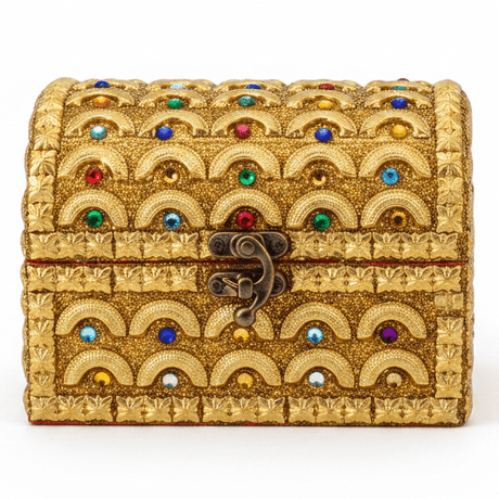 AKDC Classic Golden Wooden Jewellery Chest with Vintage Brass - Tone Latch Closure, Storage Box (6 inch) - Al Kabayel Discount CentreAKDC Classic Golden Wooden Jewellery Chest with Vintage Brass - Tone Latch Closure, Storage Box (6 inch)Organizers & AccessoriesAKDCAl Kabayel Discount Centre