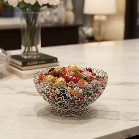 AKDC Classic Silver Metal Candy Serving Bowl for Home, Events & Gift Presentation – 17cm - Al Kabayel Discount CentreAKDC Classic Silver Metal Candy Serving Bowl for Home, Events & Gift Presentation – 17cmServing TraysAKDCAl Kabayel Discount Centre