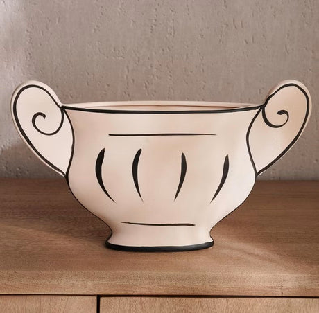 AKDC Classic Urn Style Clay Flower Vase 38cm*6.5cm*22.5cm, Beige and Black - Al Kabayel Discount CentreAKDC Classic Urn Style Clay Flower Vase 38cm*6.5cm*22.5cm, Beige and BlackFlower/Plant PotsAKDCAl Kabayel Discount Centre