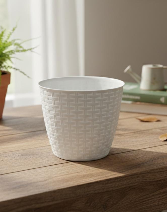 AKDC Classic White Round Plastic Plant Pot – Lightweight Durable Garden Planter – 20 cm - Al Kabayel Discount CentreAKDC Classic White Round Plastic Plant Pot – Lightweight Durable Garden Planter – 20 cmFlower/Plant PotsAKDCAl Kabayel Discount Centre