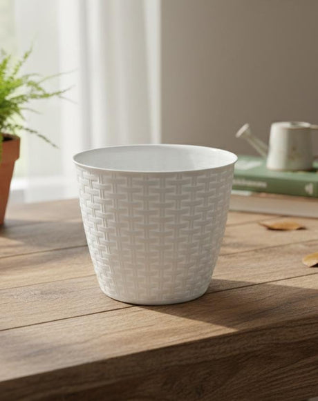 AKDC Classic White Round Plastic Plant Pot – Lightweight Durable Garden Planter – 20 cm - Al Kabayel Discount CentreAKDC Classic White Round Plastic Plant Pot – Lightweight Durable Garden Planter – 20 cmFlower/Plant PotsAKDCAl Kabayel Discount Centre