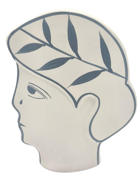 AKDC Clay Flower Vase 15cm*5cm*19cm, Artistic Face - Shaped Planter with Leaf Design, White and Blue - Al Kabayel Discount CentreAKDC Clay Flower Vase 15cm*5cm*19cm, Artistic Face - Shaped Planter with Leaf Design, White and BlueFlower/Plant PotsAKDCAl Kabayel Discount Centre