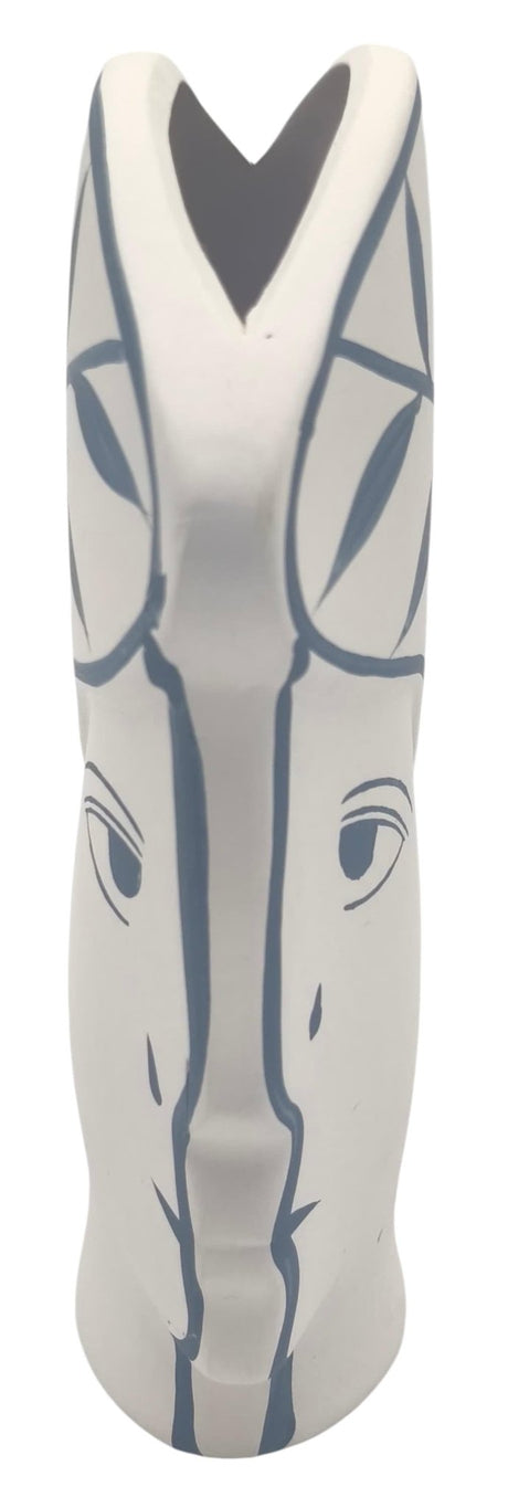 AKDC Clay Flower Vase 15cm*5cm*19cm, Artistic Face - Shaped Planter with Leaf Design, White and Blue - Al Kabayel Discount CentreAKDC Clay Flower Vase 15cm*5cm*19cm, Artistic Face - Shaped Planter with Leaf Design, White and BlueFlower/Plant PotsAKDCAl Kabayel Discount Centre