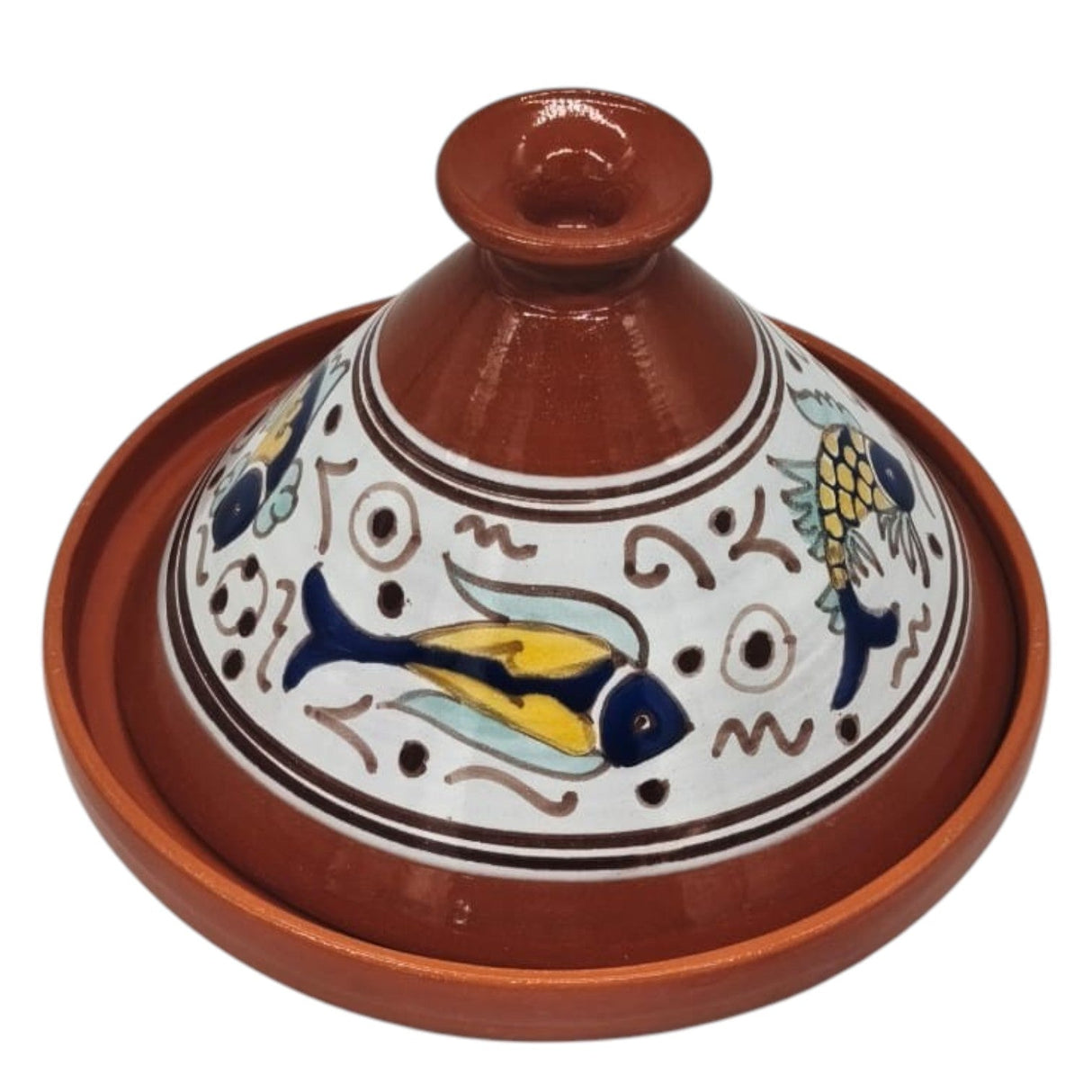 AKDC Clay Tajine With Lid Fish Painting - 22CM - Al Kabayel Discount CentreAKDC Clay Tajine With Lid Fish Painting - 22CMCookwareAKDCAl Kabayel Discount Centre