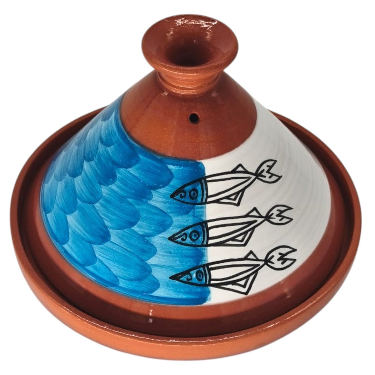 AKDC Clay Tajine With Lid Fish Painting Sardine Blue - 27CM - Al Kabayel Discount CentreAKDC Clay Tajine With Lid Fish Painting Sardine Blue - 27CMCookwareAKDCAl Kabayel Discount Centre