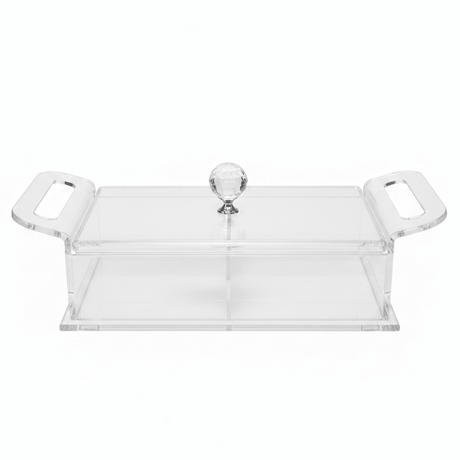 AKDC Clear Acrylic 2 Section Candy Storage Box with Lid Transparent Organizer for Sweets and Snacks 25x13x6 cm - Al Kabayel Discount CentreAKDC Clear Acrylic 2 Section Candy Storage Box with Lid Transparent Organizer for Sweets and Snacks 25x13x6 cmServing TraysAKDCAl Kabayel Discount Centre
