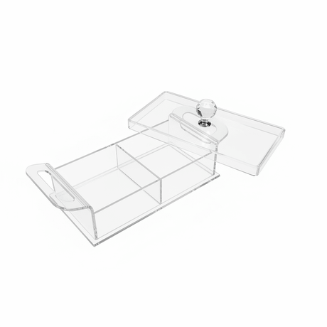 AKDC Clear Acrylic 2 Section Candy Storage Box with Lid Transparent Organizer for Sweets and Snacks 25x13x6 cm - Al Kabayel Discount CentreAKDC Clear Acrylic 2 Section Candy Storage Box with Lid Transparent Organizer for Sweets and Snacks 25x13x6 cmServing TraysAKDCAl Kabayel Discount Centre