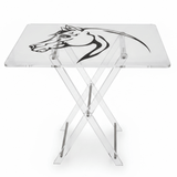 AKDC Clear Acrylic Coffee Table Set Featuring Black Horse Artwork Print Elegant Foldable 4 - Piece Design 50x40x47 cm - Al Kabayel Discount CentreAKDC Clear Acrylic Coffee Table Set Featuring Black Horse Artwork Print Elegant Foldable 4 - Piece Design 50x40x47 cmOrganizers & AccessoriesAKDCAl Kabayel Discount Centre