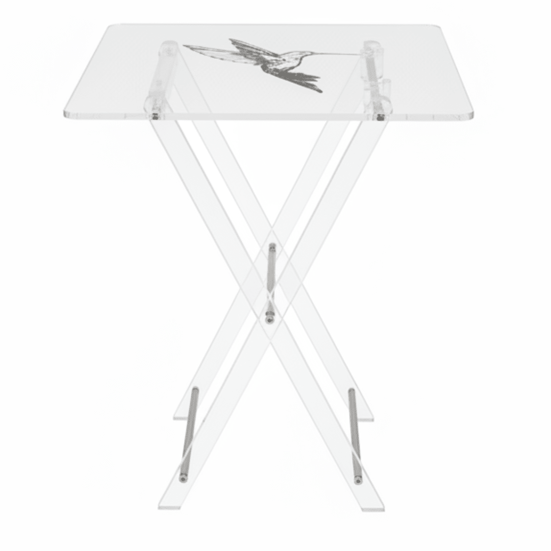 AKDC Clear Acrylic Coffee Table Set with Bird Print Design Modern Decorative Foldable 4 - Piece Furniture 50x40x47 cm - Al Kabayel Discount CentreAKDC Clear Acrylic Coffee Table Set with Bird Print Design Modern Decorative Foldable 4 - Piece Furniture 50x40x47 cmOrganizers & AccessoriesAKDCAl Kabayel Discount Centre