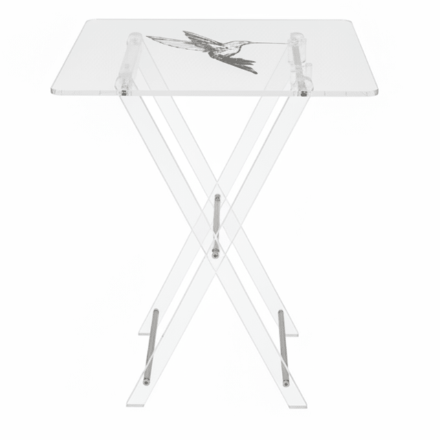 AKDC Clear Acrylic Coffee Table Set with Bird Print Design Modern Decorative Foldable 4 - Piece Furniture 50x40x47 cm - Al Kabayel Discount CentreAKDC Clear Acrylic Coffee Table Set with Bird Print Design Modern Decorative Foldable 4 - Piece Furniture 50x40x47 cmOrganizers & AccessoriesAKDCAl Kabayel Discount Centre