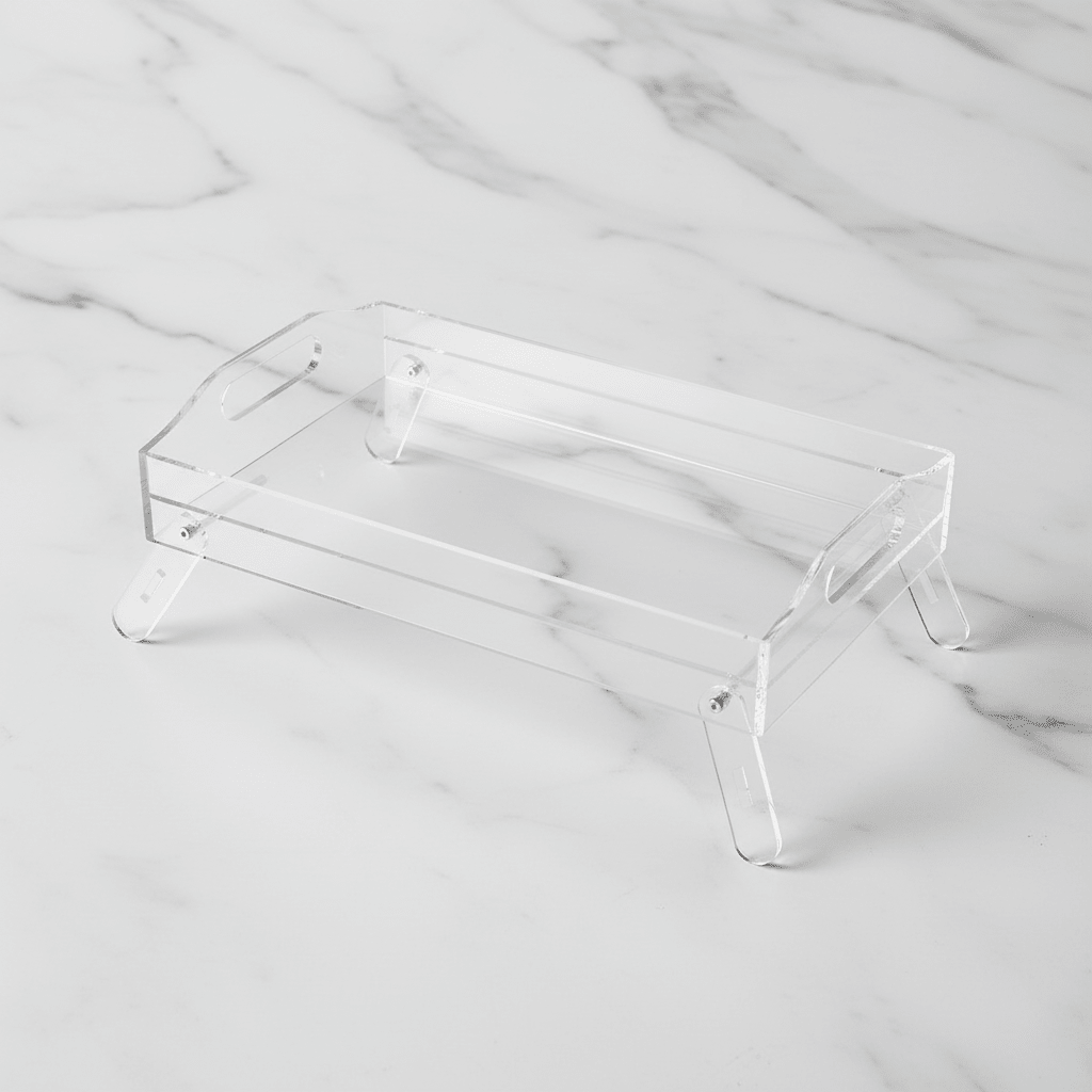 AKDC Clear Acrylic Foldable Serving Tray with Raised Stand Lightweight and Functional Serving Solution 30x23 cm - Al Kabayel Discount CentreAKDC Clear Acrylic Foldable Serving Tray with Raised Stand Lightweight and Functional Serving Solution 30x23 cmServing TraysAKDCAl Kabayel Discount Centre