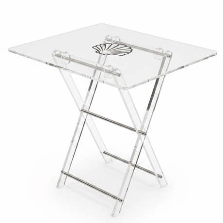 AKDC Clear Acrylic Folding Coffee Table Set with Black Shell Print Artwork Unique Decorative 4 - Piece Set 50x40x47 cm - Al Kabayel Discount CentreAKDC Clear Acrylic Folding Coffee Table Set with Black Shell Print Artwork Unique Decorative 4 - Piece Set 50x40x47 cmOrganizers & AccessoriesAKDCAl Kabayel Discount Centre