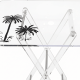 AKDC Clear Acrylic Folding Table Set with Black Palm Tree Print Design Decorative 4 - Piece Living Room Furniture 50x40x47 cm - Al Kabayel Discount CentreAKDC Clear Acrylic Folding Table Set with Black Palm Tree Print Design Decorative 4 - Piece Living Room Furniture 50x40x47 cmOrganizers & AccessoriesAKDCAl Kabayel Discount Centre