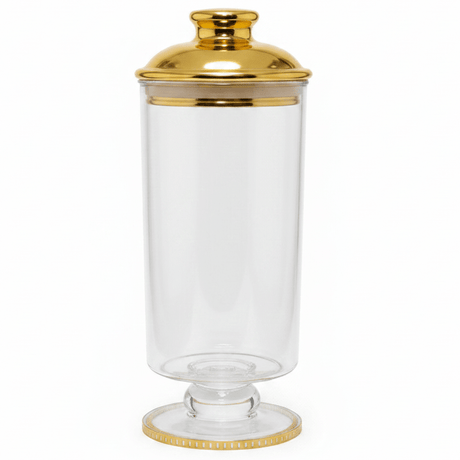 AKDC Clear Acrylic Footed Storage Canister with Premium Gold Lid Stylish Kitchen Organizer 20 × 10 cm - Al Kabayel Discount CentreAKDC Clear Acrylic Footed Storage Canister with Premium Gold Lid Stylish Kitchen Organizer 20 × 10 cmJars & Food SaversAKDCAl Kabayel Discount Centre