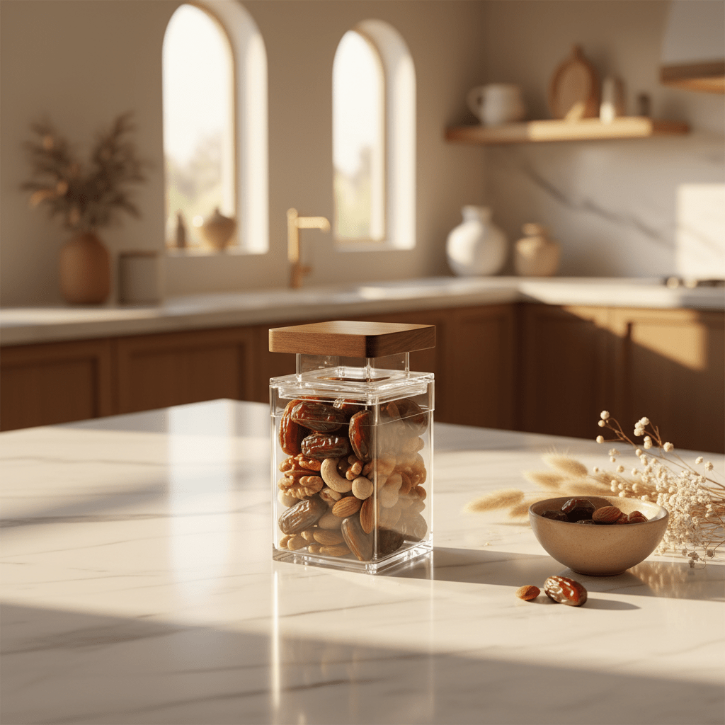 AKDC Clear Acrylic Storage Canister with Elegant Lid Stylish Transparent Organizer 13.5 × 8.5 cm - Al Kabayel Discount CentreAKDC Clear Acrylic Storage Canister with Elegant Lid Stylish Transparent Organizer 13.5 × 8.5 cmJars & Food SaversAKDCAl Kabayel Discount Centre