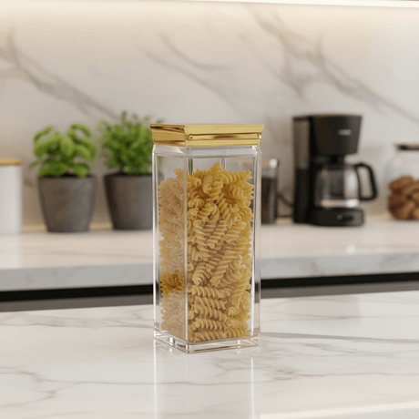 AKDC Clear Acrylic Storage Canister with Premium Gold Lid Stylish Airtight Container 1500 ml Capacity - Al Kabayel Discount CentreAKDC Clear Acrylic Storage Canister with Premium Gold Lid Stylish Airtight Container 1500 ml CapacityJars & Food SaversAKDCAl Kabayel Discount Centre