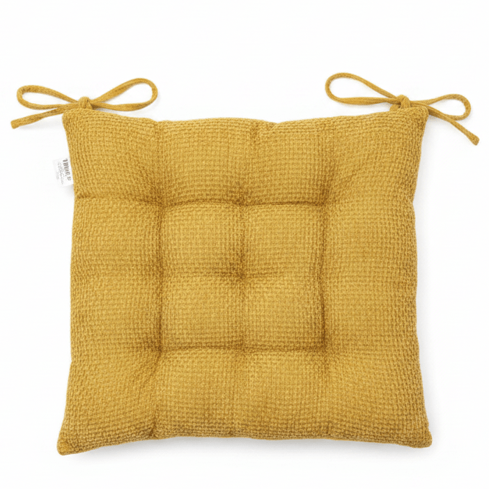 AKDC Cloth Mustard Yellow Square Seat Cushion with Ties Bright Decorative Chair Pad for Home Dining and Office Use 40 cm - Al Kabayel Discount CentreAKDC Cloth Mustard Yellow Square Seat Cushion with Ties Bright Decorative Chair Pad for Home Dining and Office Use 40 cmFloor Pillows & CushionsAKDCAl Kabayel Discount Centre