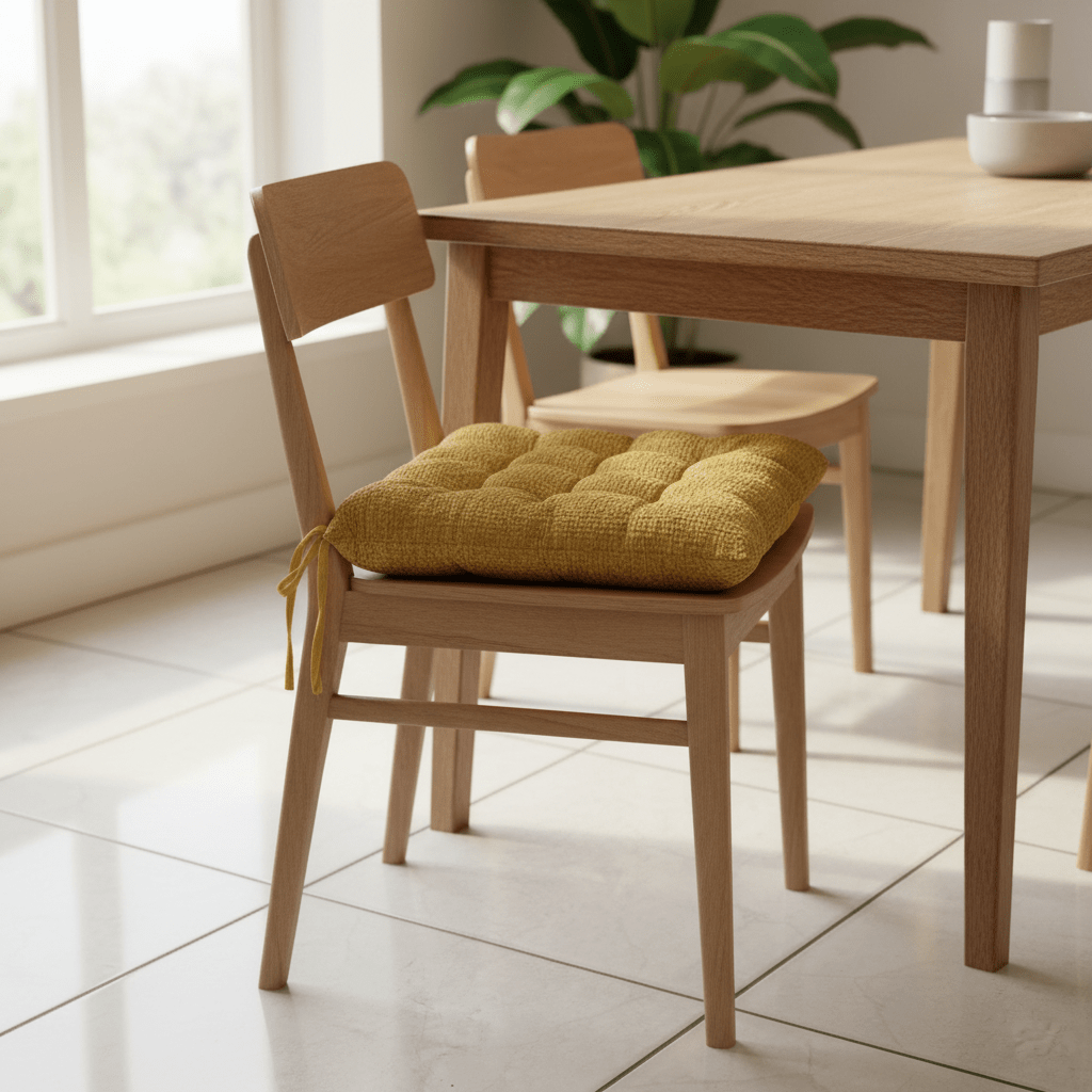 AKDC Cloth Mustard Yellow Square Seat Cushion with Ties Bright Decorative Chair Pad for Home Dining and Office Use 40 cm - Al Kabayel Discount CentreAKDC Cloth Mustard Yellow Square Seat Cushion with Ties Bright Decorative Chair Pad for Home Dining and Office Use 40 cmFloor Pillows & CushionsAKDCAl Kabayel Discount Centre