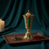 AKDC Compact Green & Gold Incense Burner – Decorative Bakhoor Burner for Home 20 cm - Al Kabayel Discount CentreAKDC Compact Green & Gold Incense Burner – Decorative Bakhoor Burner for Home 20 cmIncense BurnerAKDCAl Kabayel Discount Centre