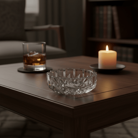 AKDC Compact Round Glass Ashtray with Decorative Pattern – Strong Glass Ashtray for Home, Balcony & Café (12 cm) - Al Kabayel Discount CentreAKDC Compact Round Glass Ashtray with Decorative Pattern – Strong Glass Ashtray for Home, Balcony & Café (12 cm)AshtraysAKDCAl Kabayel Discount Centre