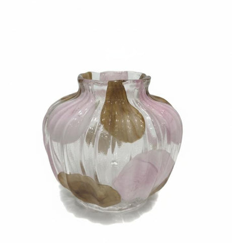 AKDC Compact Transparent Glass Vase with Soft Brown & Pink Pattern – 16×18 cm Modern Table Décor - Al Kabayel Discount CentreAKDC Compact Transparent Glass Vase with Soft Brown & Pink Pattern – 16×18 cm Modern Table DécorFlower/Plant PotsAKDCAl Kabayel Discount Centre