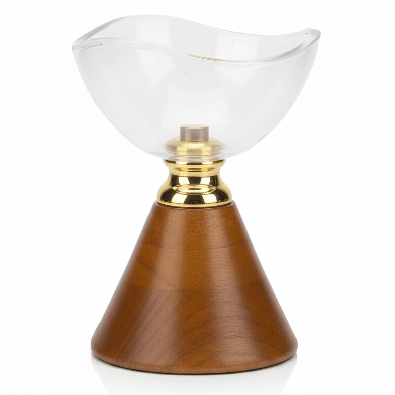 AKDC Compact Wooden Footed Glass Fruit Bowl – Decorative Table Piece for Small Spaces – 15x12 cm - Al Kabayel Discount CentreAKDC Compact Wooden Footed Glass Fruit Bowl – Decorative Table Piece for Small Spaces – 15x12 cmBowlsAKDCAl Kabayel Discount Centre