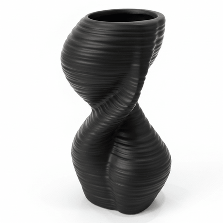 AKDC Contemporary Ceramic Decorative Vase – Bold Black Finish with Unique Sculptural Design, 20 × 10 cm - Al Kabayel Discount CentreAKDC Contemporary Ceramic Decorative Vase – Bold Black Finish with Unique Sculptural Design, 20 × 10 cmFlower/Plant PotsAKDCAl Kabayel Discount Centre