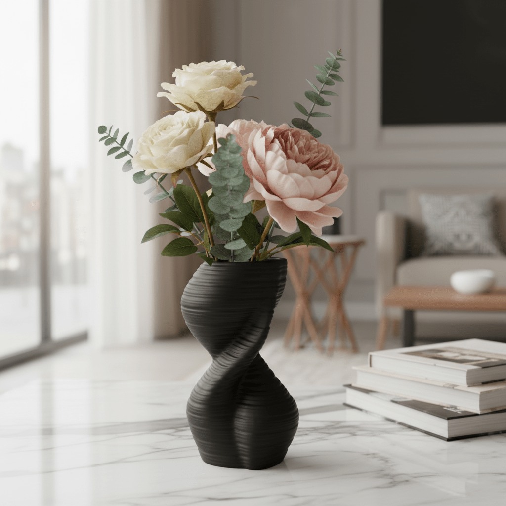 AKDC Contemporary Ceramic Decorative Vase – Bold Black Finish with Unique Sculptural Design, 20 × 10 cm - Al Kabayel Discount CentreAKDC Contemporary Ceramic Decorative Vase – Bold Black Finish with Unique Sculptural Design, 20 × 10 cmFlower/Plant PotsAKDCAl Kabayel Discount Centre