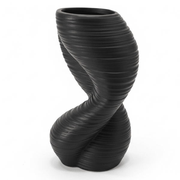 AKDC Contemporary Ceramic Decorative Vase – Bold Black Finish with Unique Sculptural Design, 20 × 10 cm - Al Kabayel Discount CentreAKDC Contemporary Ceramic Decorative Vase – Bold Black Finish with Unique Sculptural Design, 20 × 10 cmFlower/Plant PotsAKDCAl Kabayel Discount Centre