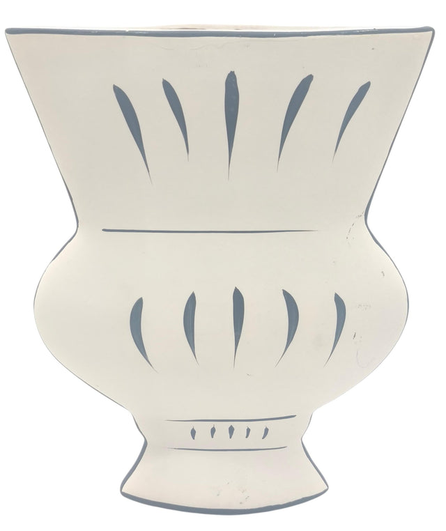 AKDC Contemporary Urn Shaped Clay Flower Vase 21cm*5cm*25.7cm, White and Blue - Al Kabayel Discount CentreAKDC Contemporary Urn Shaped Clay Flower Vase 21cm*5cm*25.7cm, White and BlueFlower/Plant PotsAKDCAl Kabayel Discount Centre