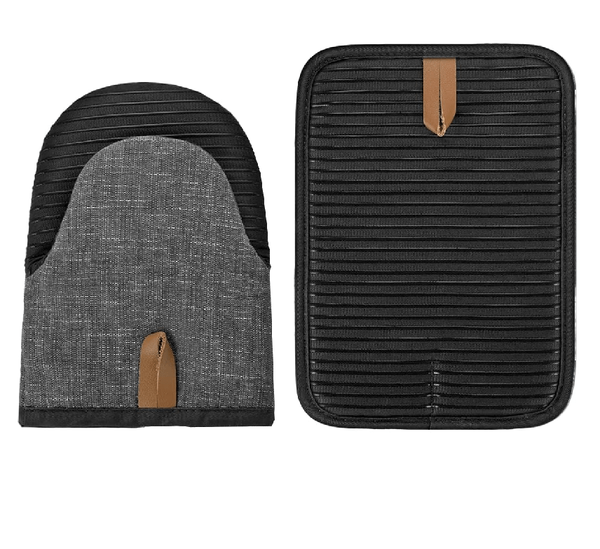 AKDC Cotton Oven Glove and Insulation Pad Set with Silicon Grip(Gloves - 17cm*30cm, Pad - 17cm*17cm), Grey/Black - Al Kabayel Discount CentreAKDC Cotton Oven Glove and Insulation Pad Set with Silicon Grip(Gloves - 17cm*30cm, Pad - 17cm*17cm), Grey/BlackCookware AccessoriesAKDCAl Kabayel Discount Centre
