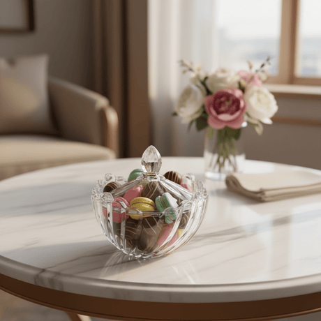 AKDC Covered Glass Candy Bowl Elegant Serving Bowl for Sweets Nuts and Snacks 15 x 10 cm - Al Kabayel Discount CentreAKDC Covered Glass Candy Bowl Elegant Serving Bowl for Sweets Nuts and Snacks 15 x 10 cmJars & Food SaversAKDCAl Kabayel Discount Centre