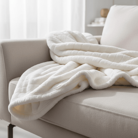 AKDC Cozy Pampon Fibre Throw Blanket, Lightweight & Stylish – 200×150 cm, Classic White - Al Kabayel Discount CentreAKDC Cozy Pampon Fibre Throw Blanket, Lightweight & Stylish – 200×150 cm, Classic WhiteBeddingAKDCAl Kabayel Discount Centre