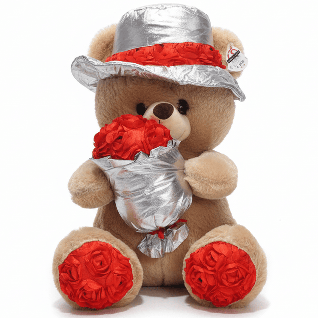 AKDC Cream Color Teddy Bear Soft Plush Toy with Decorative Flower Bouquet – 40 cm Gift Stuffed Animal - Al Kabayel Discount CentreAKDC Cream Color Teddy Bear Soft Plush Toy with Decorative Flower Bouquet – 40 cm Gift Stuffed AnimalToysAKDCAl Kabayel Discount Centre