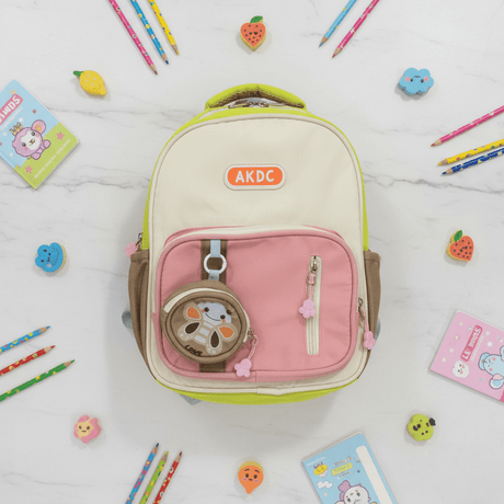 AKDC Cream & Pink Polyester Kids School Backpack 30 x 25 cm – Cute Compact Bag for Children with Comfortable Fit - Al Kabayel Discount CentreAKDC Cream & Pink Polyester Kids School Backpack 30 x 25 cm – Cute Compact Bag for Children with Comfortable FitSchool BagsAKDCAl Kabayel Discount Centre