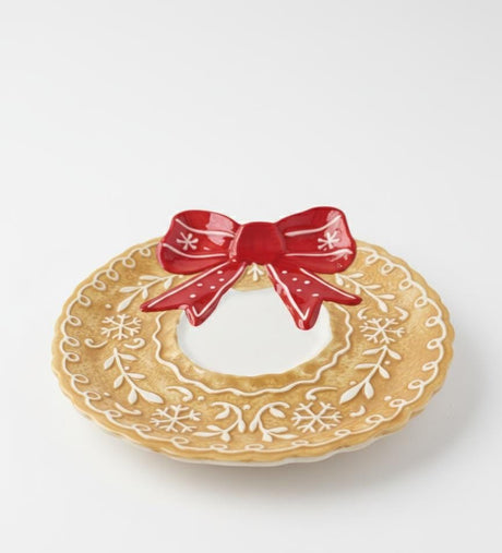 AKDC Creamy Yellow Ceramic Plate 26 cm – Christmas Bow Accent Decorative Plate - Al Kabayel Discount CentreAKDC Creamy Yellow Ceramic Plate 26 cm – Christmas Bow Accent Decorative PlatePlatesAKDCAl Kabayel Discount Centre