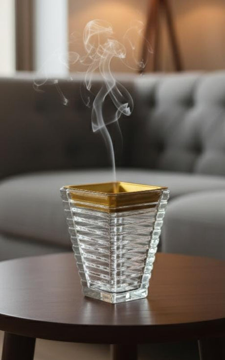 AKDC Crystal Incense Burner 10cm with Gold Touch – Compact Luxury Aroma Burner, Stylish Crystal Holder for Incense, Bakhoor & Fragrance Sticks - Al Kabayel Discount CentreAKDC Crystal Incense Burner 10cm with Gold Touch – Compact Luxury Aroma Burner, Stylish Crystal Holder for Incense, Bakhoor & Fragrance SticksHome Décor AccentsAKDCAl Kabayel Discount Centre