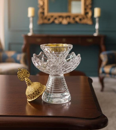 AKDC Crystal Incense Burner 15cm with Gold Touch – Elegant Decorative Burner for Home, Office & Prayer Space, Premium Crystal Aroma Holder for Fragrance & Style - Al Kabayel Discount CentreAKDC Crystal Incense Burner 15cm with Gold Touch – Elegant Decorative Burner for Home, Office & Prayer Space, Premium Crystal Aroma Holder for Fragrance & StyleHome Décor AccentsAKDCAl Kabayel Discount Centre