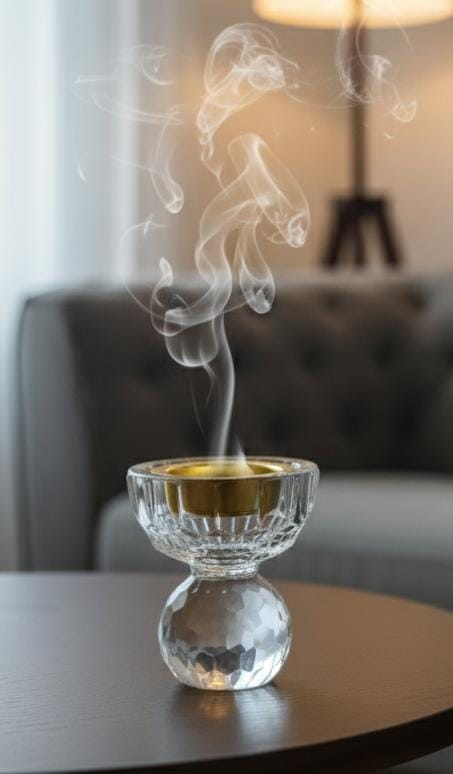 AKDC Crystal Incense Burner 8cm with Gold Touch – Mini Decorative Crystal Burner for Bakhoor, Incense Sticks & Cones, Elegant Home & Office Aroma Holder - Al Kabayel Discount CentreAKDC Crystal Incense Burner 8cm with Gold Touch – Mini Decorative Crystal Burner for Bakhoor, Incense Sticks & Cones, Elegant Home & Office Aroma HolderHome Décor AccentsAKDCAl Kabayel Discount Centre