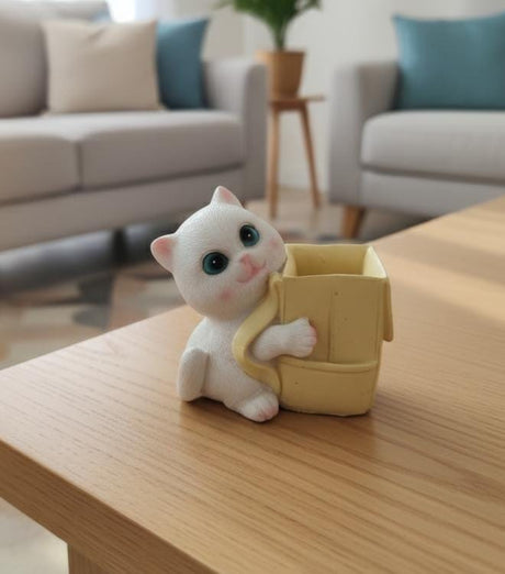 AKDC Cute Polyresin Cat Pen Holder – White & Yellow Desk Organizer Animal Décor 12 cm - Al Kabayel Discount CentreAKDC Cute Polyresin Cat Pen Holder – White & Yellow Desk Organizer Animal Décor 12 cmPen Holders & Desk OrganizersAKDCAl Kabayel Discount Centre