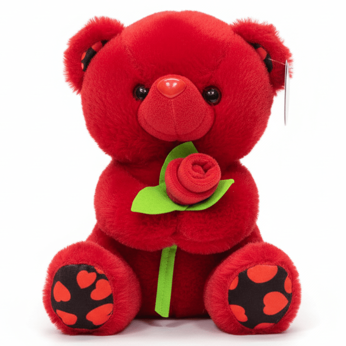 AKDC Cute Red Teddy Bear (25 cm) with Rose Design - Al Kabayel Discount CentreAKDC Cute Red Teddy Bear (25 cm) with Rose DesignToysAKDCAl Kabayel Discount Centre