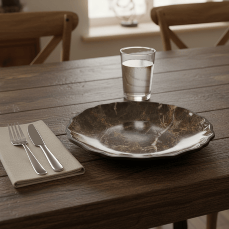 AKDC Dark Brown Melamine Dinner Plate with Black Rim, Durable Round Dining Plate for Everyday Use – 11 Inch - Al Kabayel Discount CentreAKDC Dark Brown Melamine Dinner Plate with Black Rim, Durable Round Dining Plate for Everyday Use – 11 InchPlatesAKDCAl Kabayel Discount Centre
