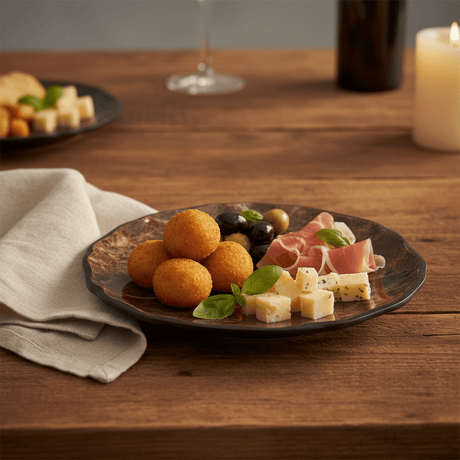AKDC Dark Brown Melamine Side Plate with Black Trim, Lightweight Serving Plate for Snacks & Appetizers – 8 Inch - Al Kabayel Discount CentreAKDC Dark Brown Melamine Side Plate with Black Trim, Lightweight Serving Plate for Snacks & Appetizers – 8 InchPlatesAKDCAl Kabayel Discount Centre