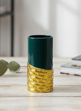 AKDC Dark Green Glass Vase with Gold Detailing – Premium Luxury Home Decor – 26×15 cm - Al Kabayel Discount CentreAKDC Dark Green Glass Vase with Gold Detailing – Premium Luxury Home Decor – 26×15 cmFlower/Plant PotsAKDCAl Kabayel Discount Centre