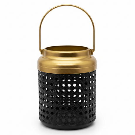 AKDC Decorative Black & Gold Metal Candle Holder Lantern with Handle for Home Décor, Festive Lighting & Table Centerpieces – 15×10 cm - Al Kabayel Discount CentreAKDC Decorative Black & Gold Metal Candle Holder Lantern with Handle for Home Décor, Festive Lighting & Table Centerpieces – 15×10 cmHome Décor AccentsAKDCAl Kabayel Discount Centre