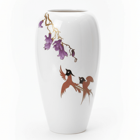 AKDC Decorative Fibre Floor Vase – Elegant White Finish with Artistic Birds Artwork, 26 cm - Al Kabayel Discount CentreAKDC Decorative Fibre Floor Vase – Elegant White Finish with Artistic Birds Artwork, 26 cmFlower/Plant PotsAKDCAl Kabayel Discount Centre