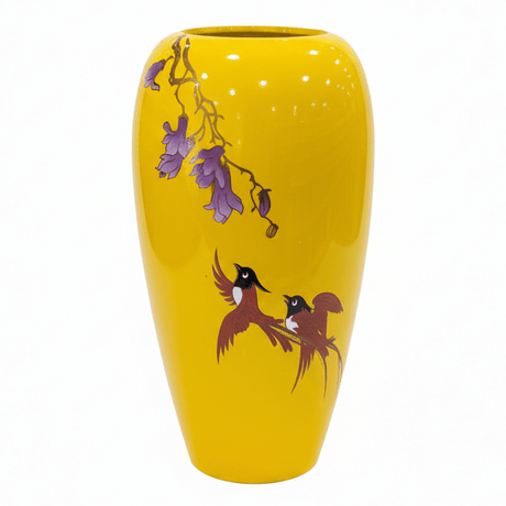 AKDC Decorative Fibre Flower Vase – Bright Yellow Finish with Artistic Birds Design, 26 cm - Al Kabayel Discount CentreAKDC Decorative Fibre Flower Vase – Bright Yellow Finish with Artistic Birds Design, 26 cmFlower/Plant PotsAKDCAl Kabayel Discount Centre
